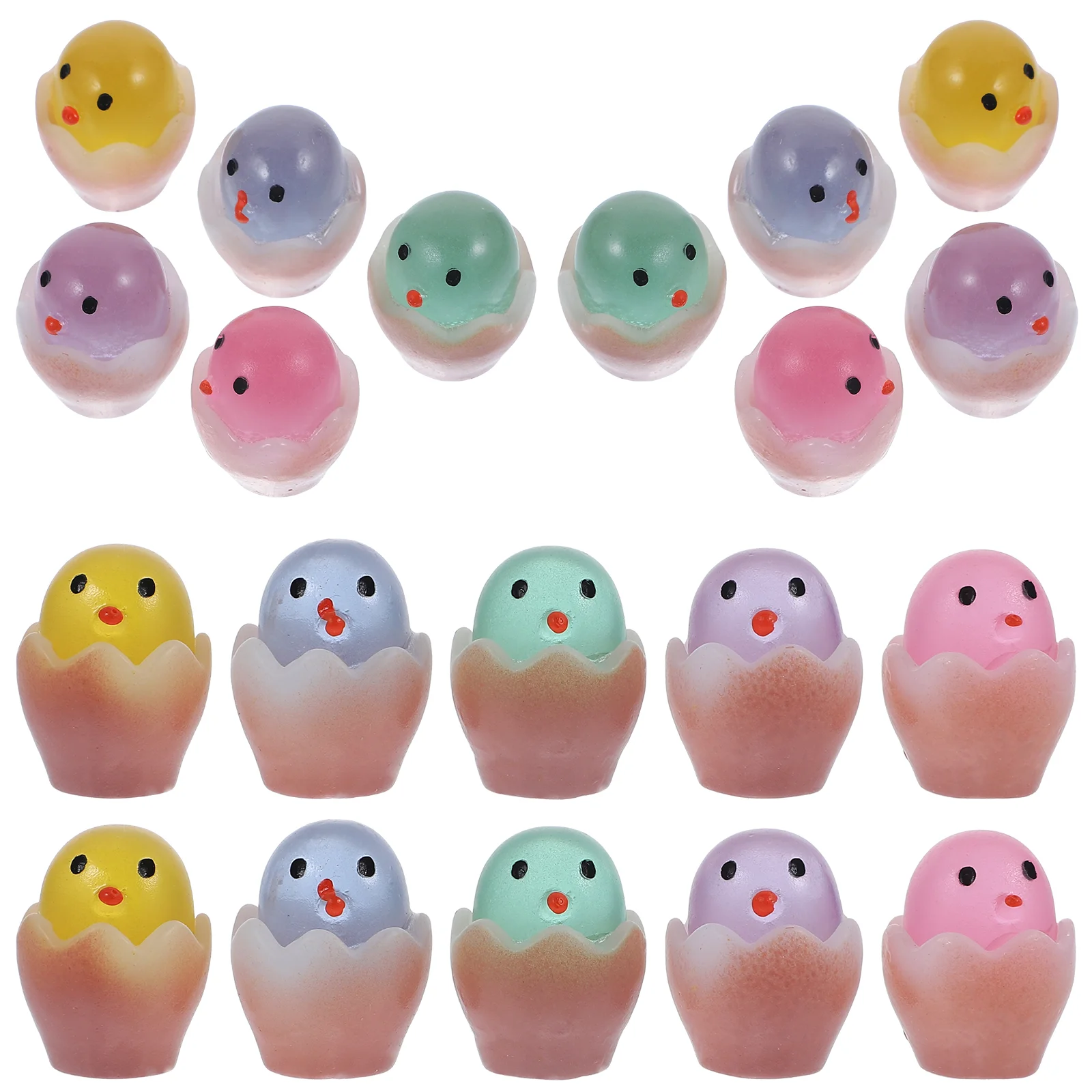 20 Pcs Luminous Pendant Sculptures Home Decor Resin Chick Funny Desk Dollhouse Accessories Mini Animals Figurine Cute