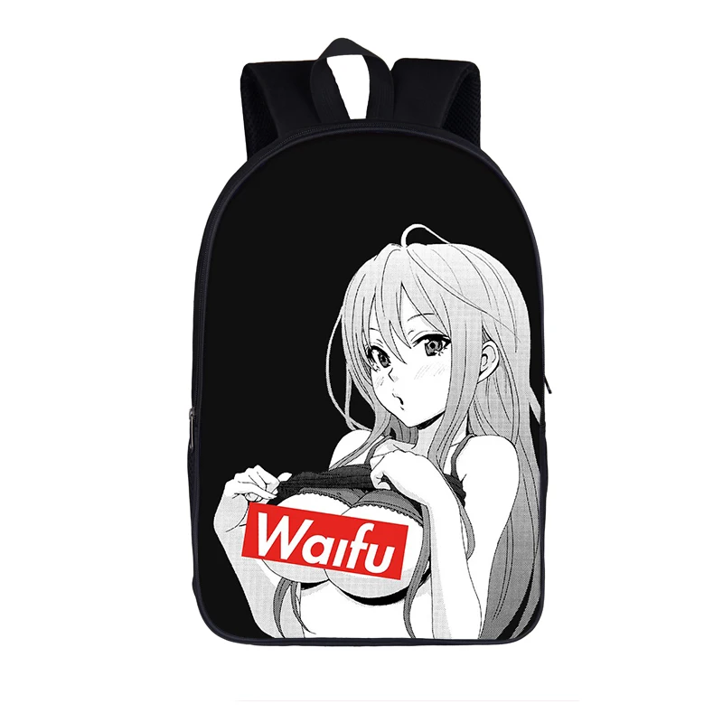 Mochilas escolares Kawaii Sugoi Senpai con estampado de Anime Waifu para niñas y niños, bolso para ordenador portátil para adolescentes, mochila informal, mochila de almacenamiento para hombres y mujeres