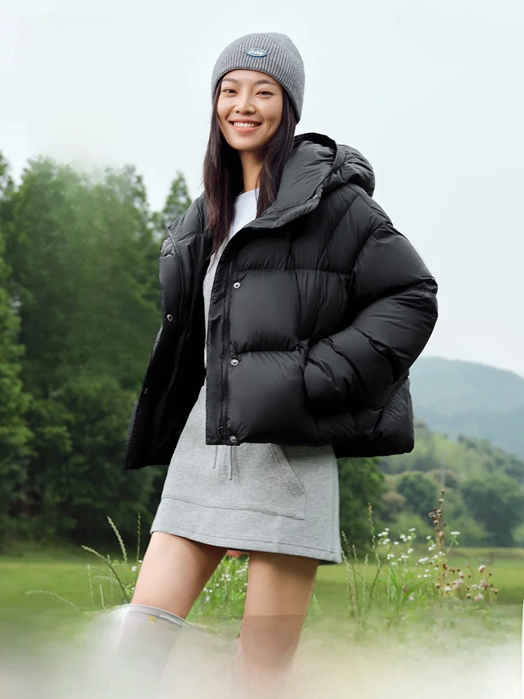 

Snow Flng Spring 2026 Women's ort Hooded down Jaet Bread ape Casual Warm Faion Puff Coat Korean Sle Commute Wind