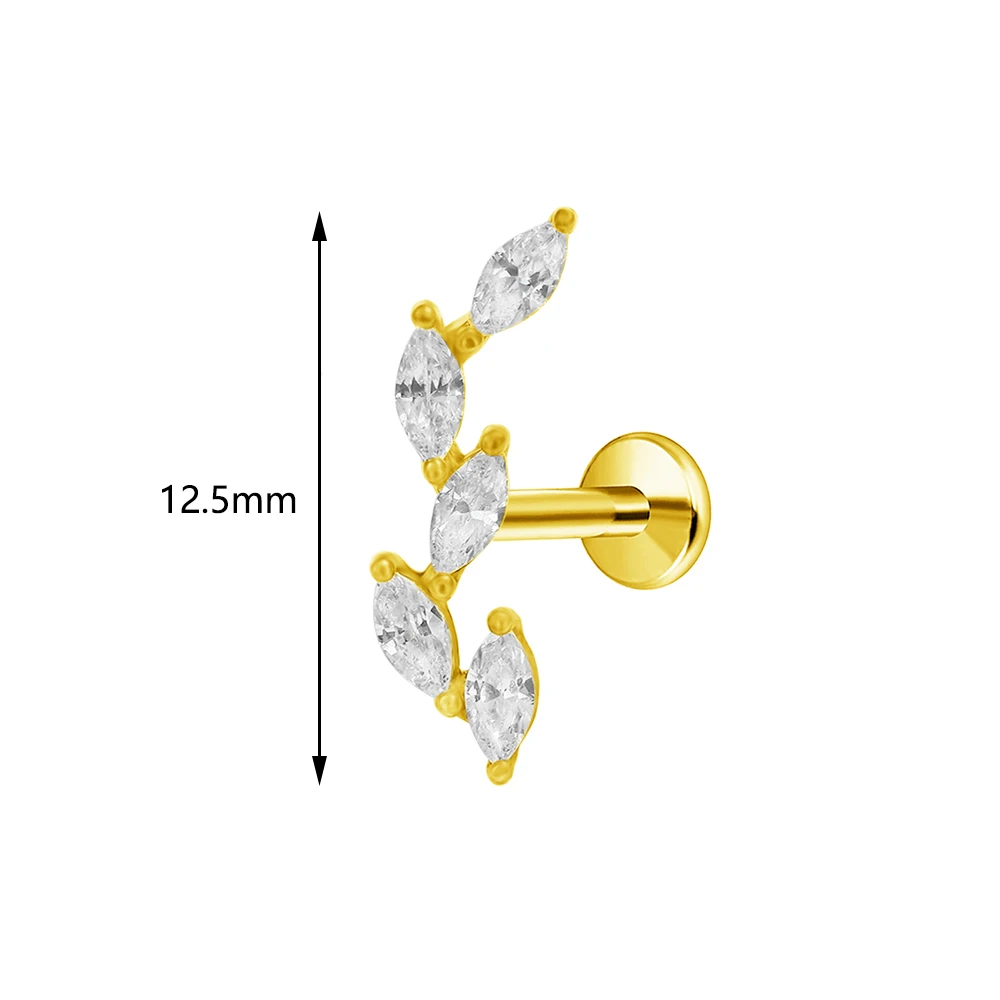ASTM F136 G23 tytanowy piercing oddział kolczyk Stud Moon Push In CZ bezgwintowy Labret Piercing 16/18/20G chrząstka biżuteria do ciała — zdjęcie 6