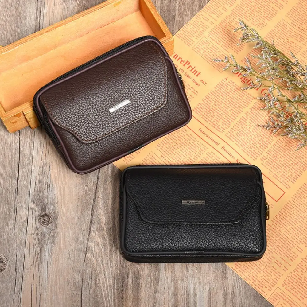 Casual PU Leather Men Waist Bag Sport Waterproof Bum Belt Pack Comfortable Travel Phone Pouch