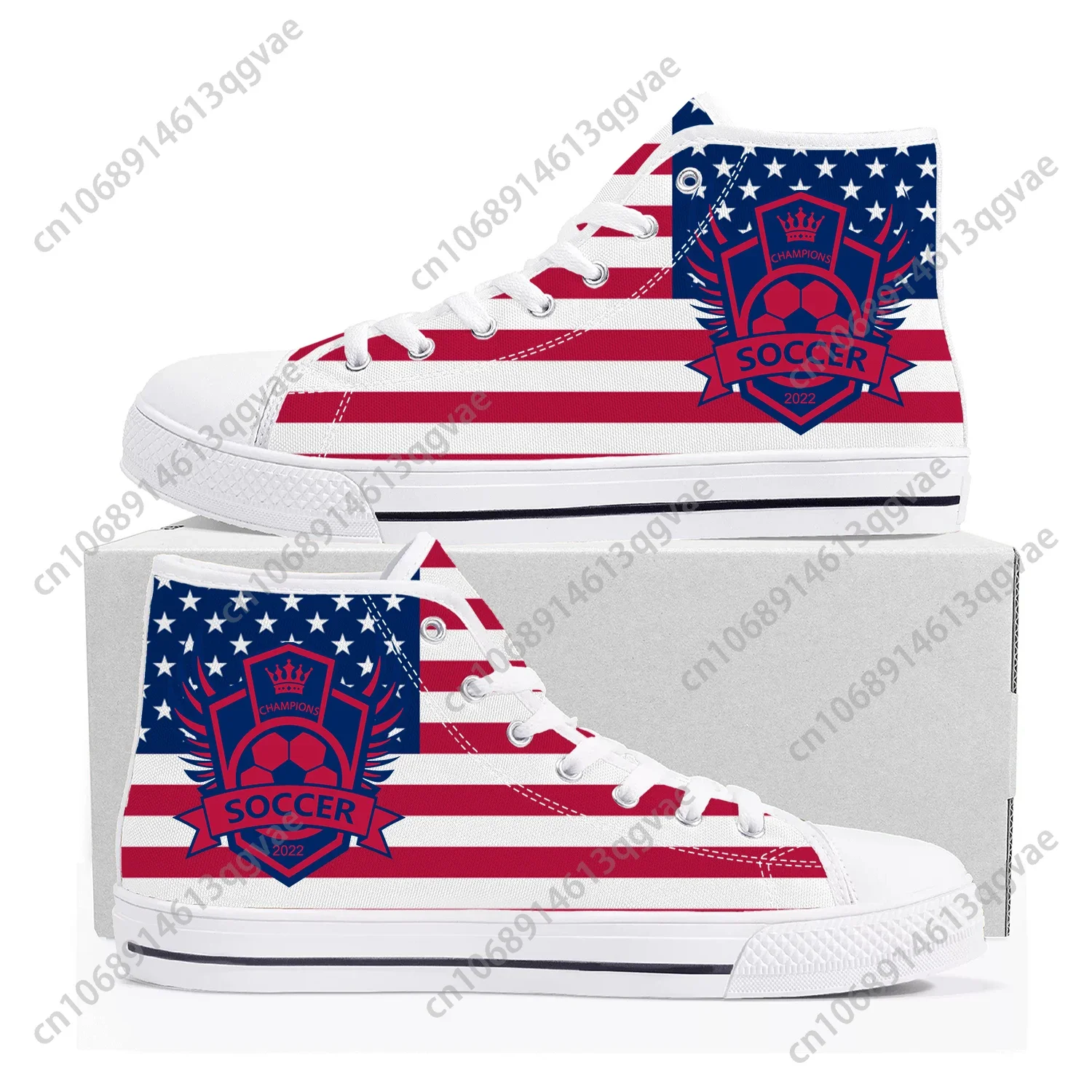 Amerikanische Flagge High Top hochwertige Turnschuhe Herren Damen Teenager Leinwand Sneaker USA Fußball lässig Paar Schuhe benutzer definierte Schuh