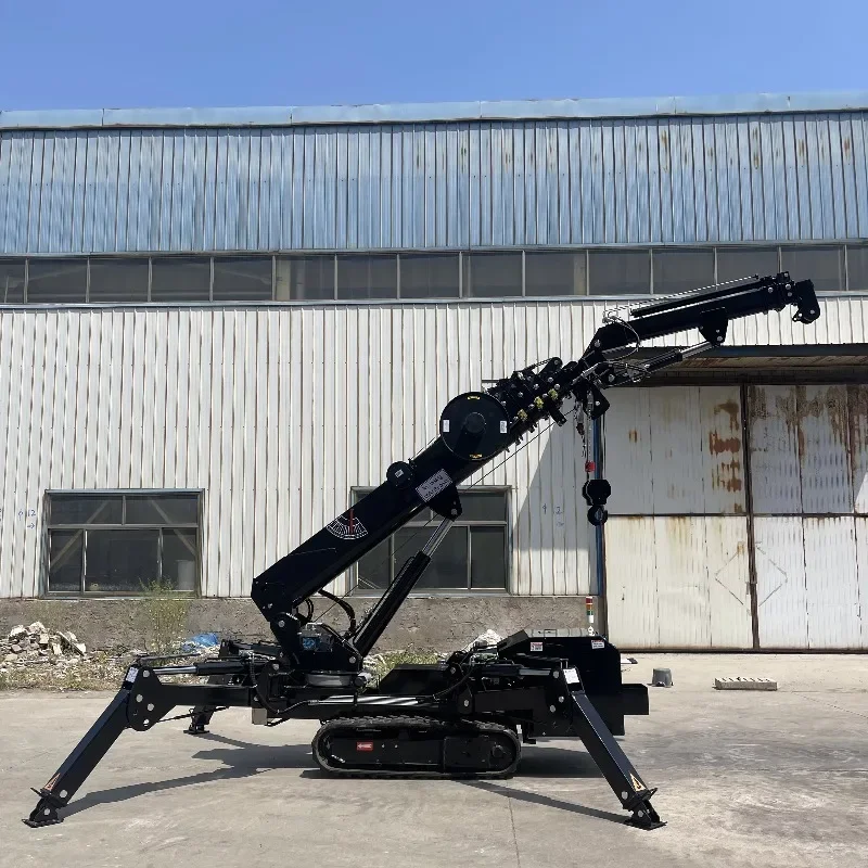 Heavy Duty Spider Crane 8 Ton Knuckle Boom Telescopic Crawler Mounted Hydraulic System Remote Control Construction Hot Sale