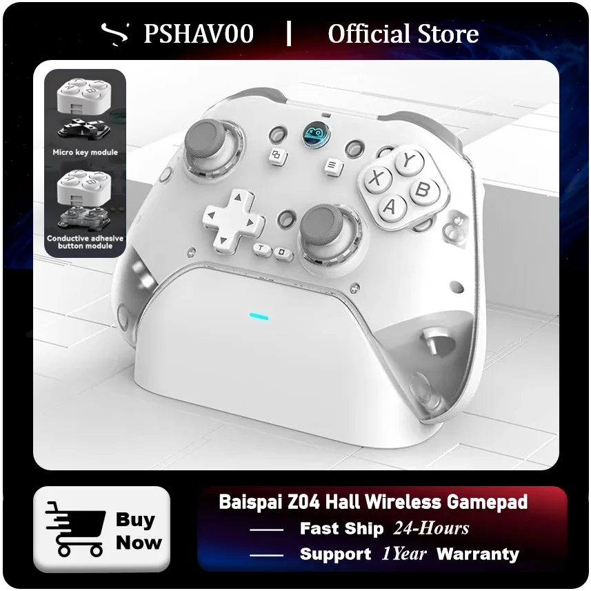 EV-WK RGB Hall Wireless Controller for PC/iOS/Android Gamepad with Charging Stand Hall Linear Trigger Pro Grip Replaceable keys