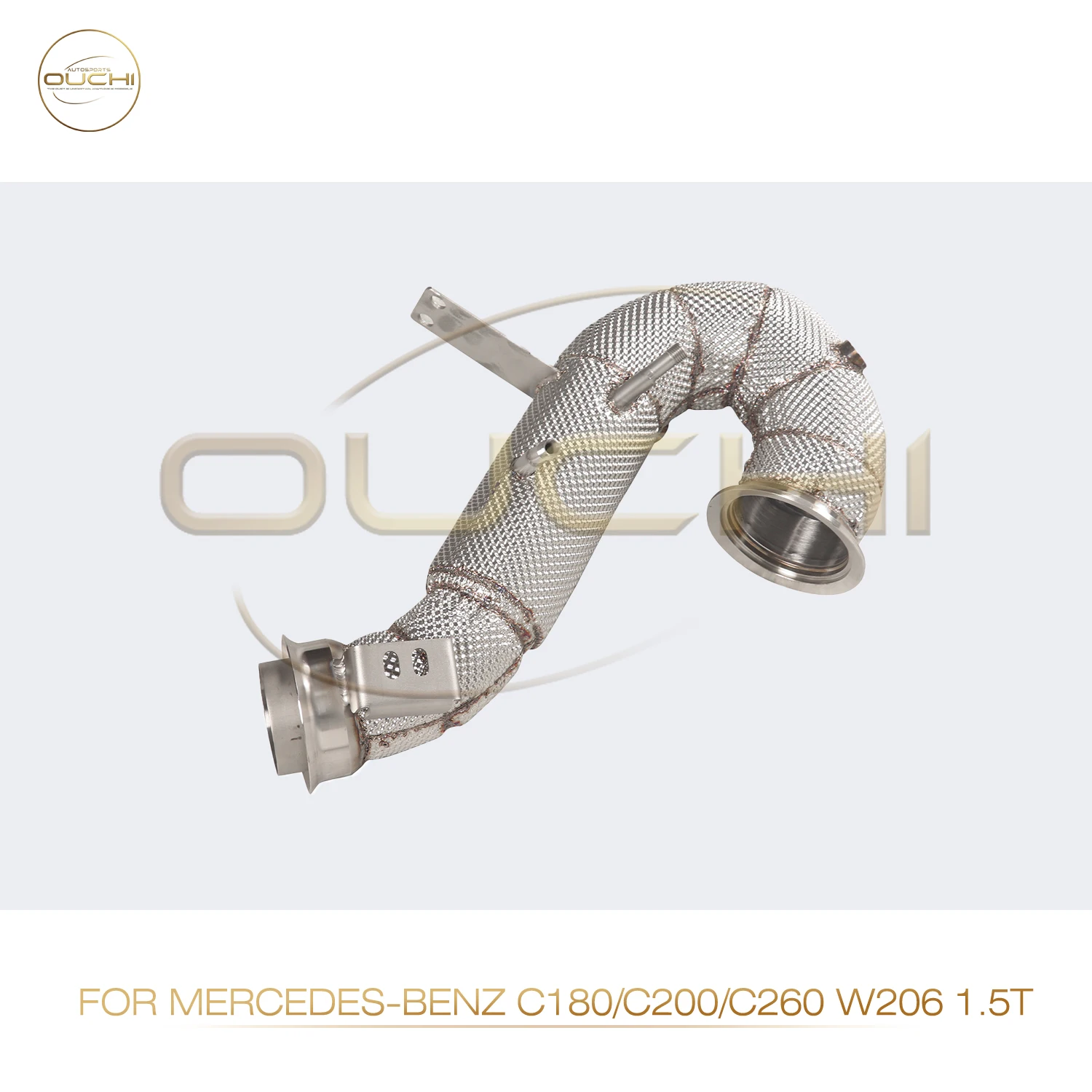 OUCHI-Sistema De Escape Em Aço Inoxidável com Escudo Térmico, Desempenho Downpipe para Mercedes Benz Classe C W206 1.5T