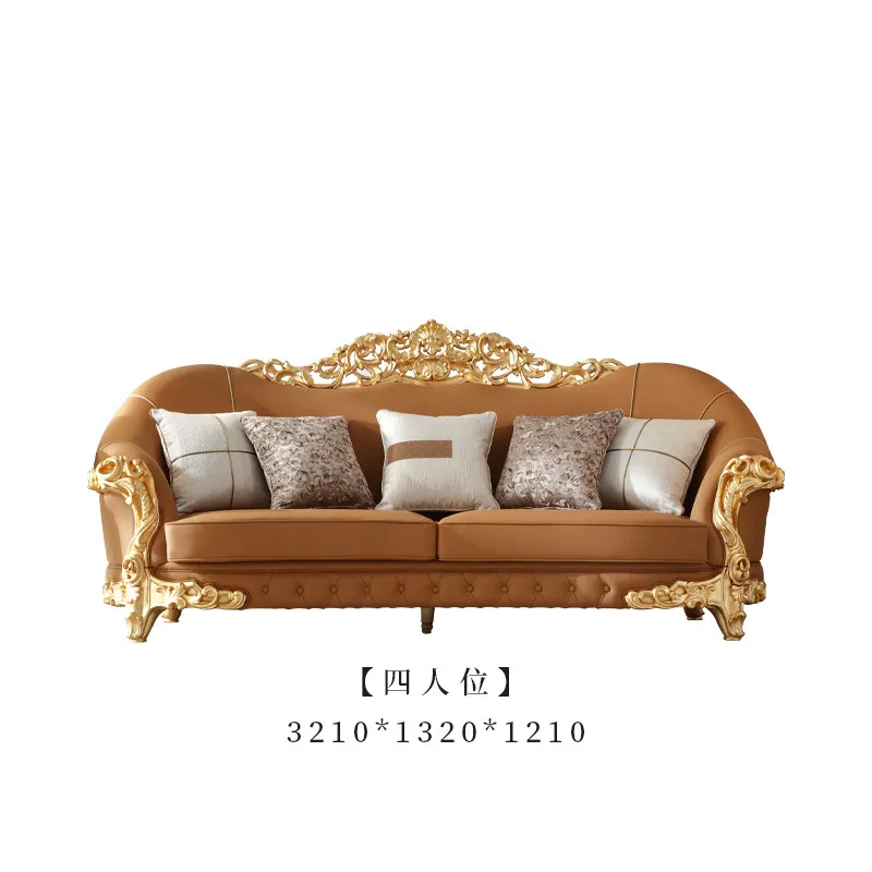 CX luxury solid wood leather, European style, villa large flat living room sofa