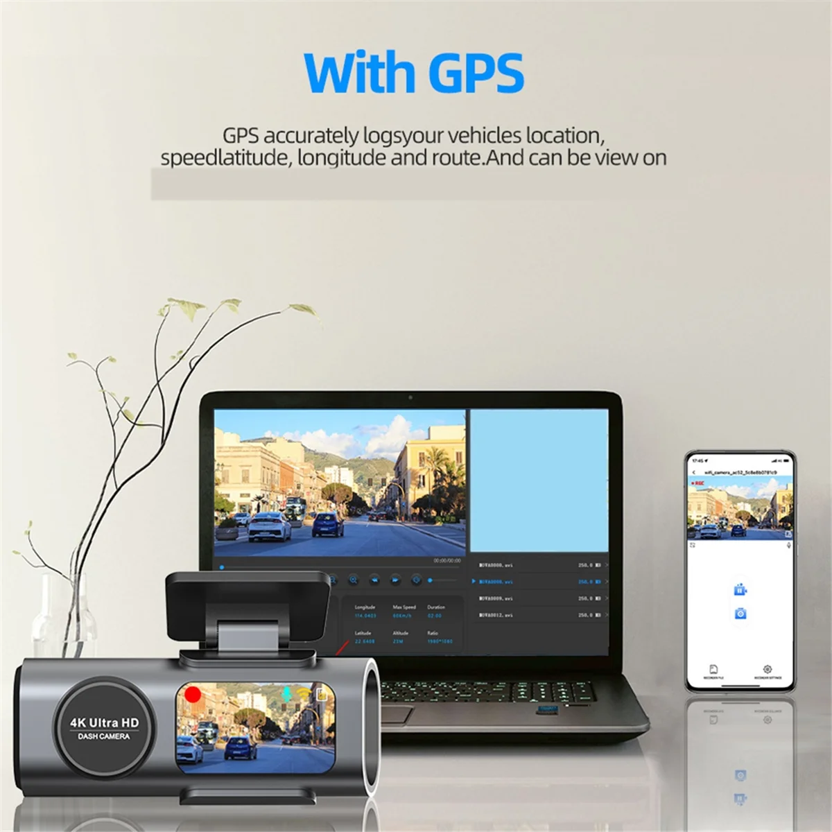 

A43I! 4K Dashcam Мини-камера-рекордер GPS Wi-Fi 64G Парковочный двойной объектив с камерой заднего вида 1080P Ночное видение Черный ящик для автомобиля