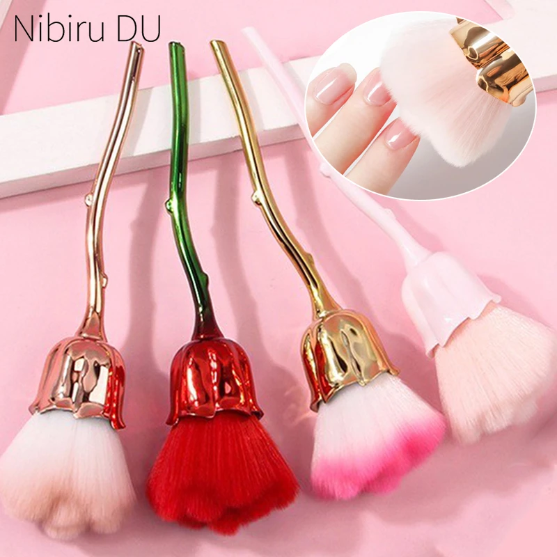 Flower Rose Nail Art Brush Remove Nail Dust Brushes Acrylic UV Gel Polish Powder Cleaning Tool Beauty Makeup Brushes