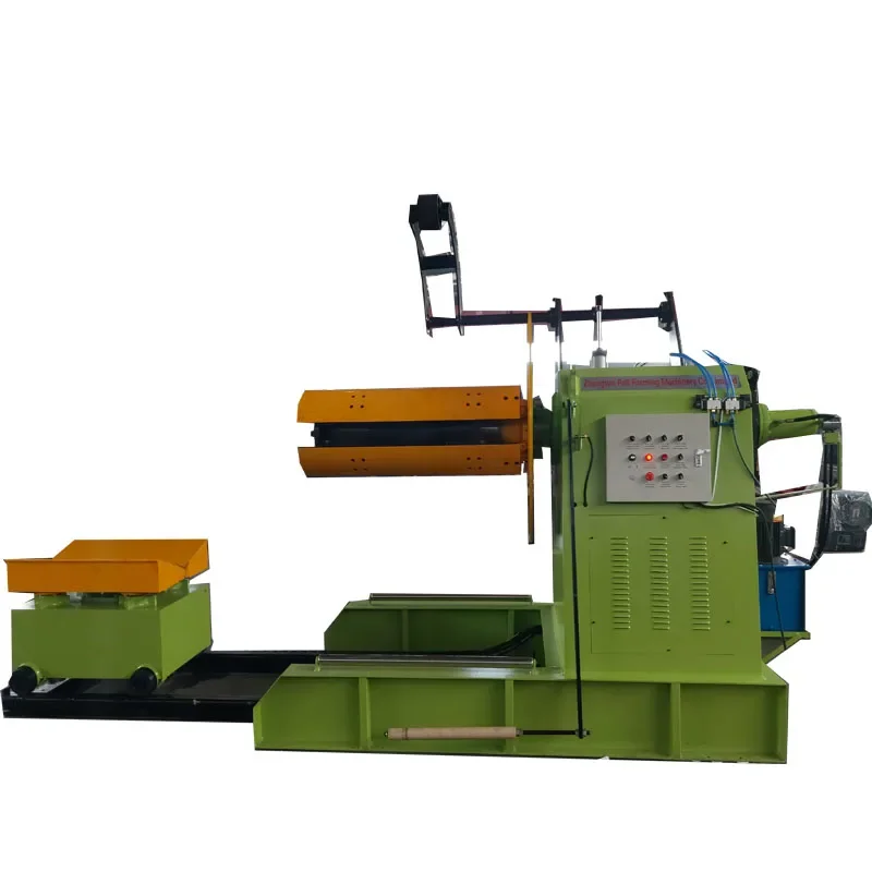 Full automatic 5 ton 7 Ton 10 ton metal steel strips coil hydraulic decoiler uncoiler with loading car for roll forming machine