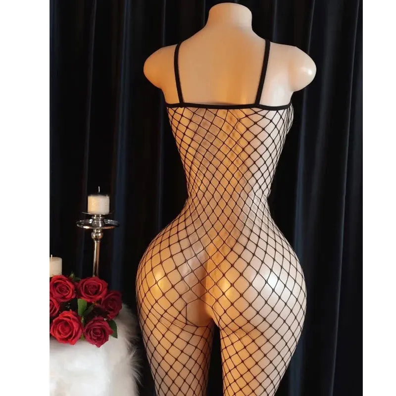 Women's Mesh Sexy Crotchless Erotic Body Stockings Sexual Pantyhose Lace Bondage Suit Fishnet Garter Adult Open Underwear Tights