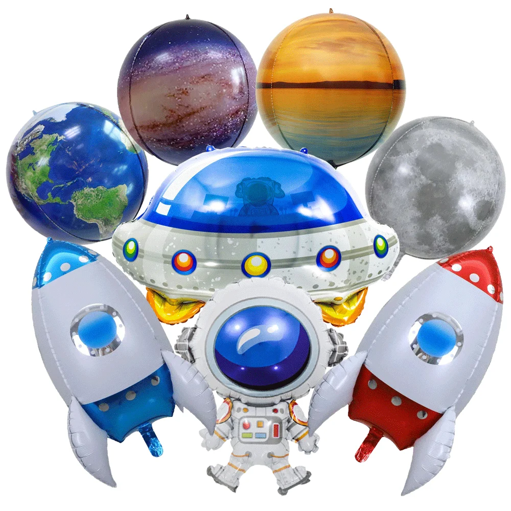 Solar System Outer Space Birthday 22in Planets Stand Astronaut Rocket Earth Balloons for Kids Starry Galaxy Party Decor Supplies