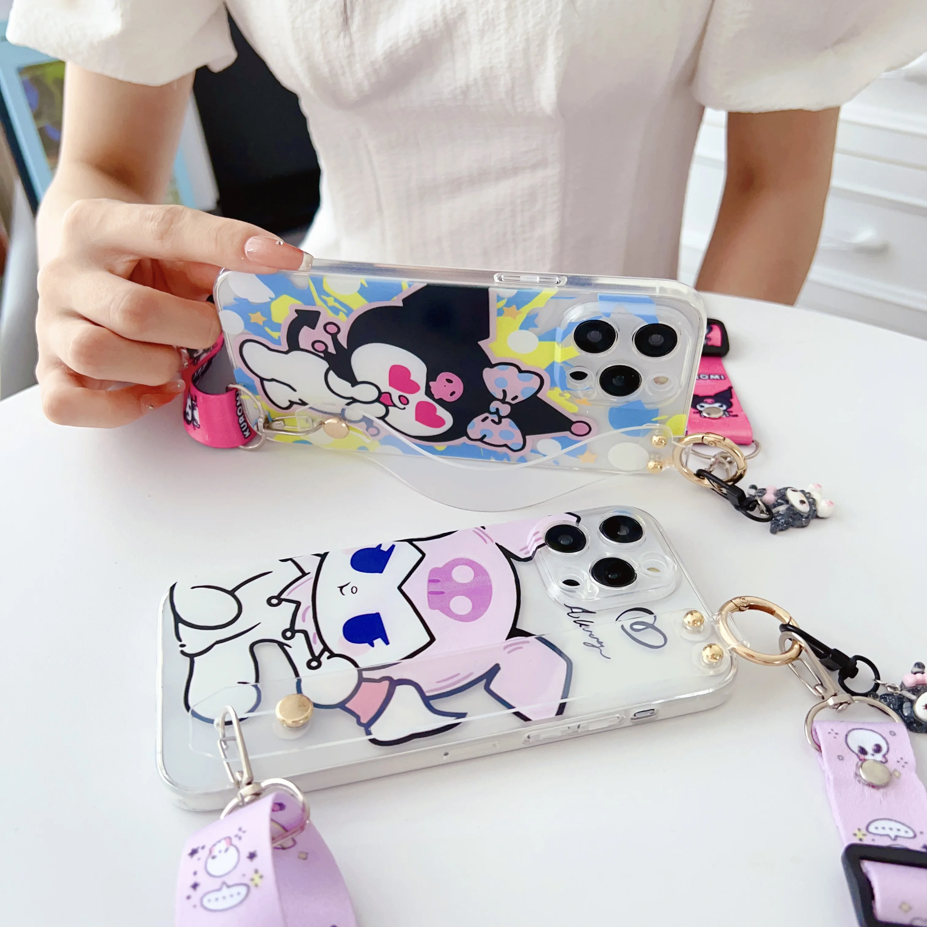 For Xiaomi Redmi 9 10 11 12 13 A C Note 7 8 9 10 11 12 13 S Pro Kitty Melody Case Wrist Strap Ornament