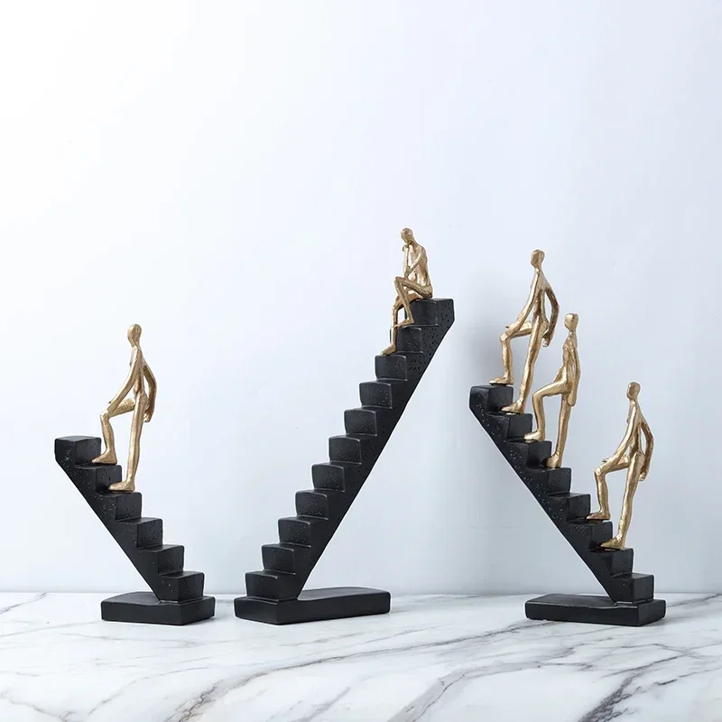 Character Sculpture Creative Ladder Figure Desk Ornament Decorative Art Statue Unique Room Decor Inspiring Home Figurine