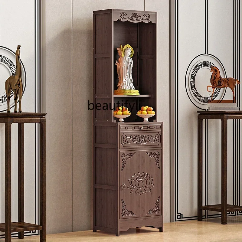 Buddhist niche new Chinese vertical cabinet Shentai table Buddhist table household incense case Buddha statue cabinet