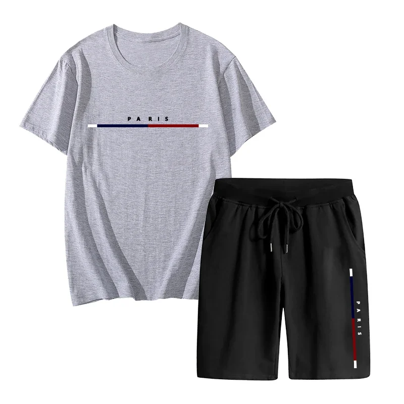 

Outdoor Men's Tracksuit Casual Versatile Summer Cool fresh Men T-Shirt Printing Daily Gym Jogging Man Sports Shorts Sets Fashion