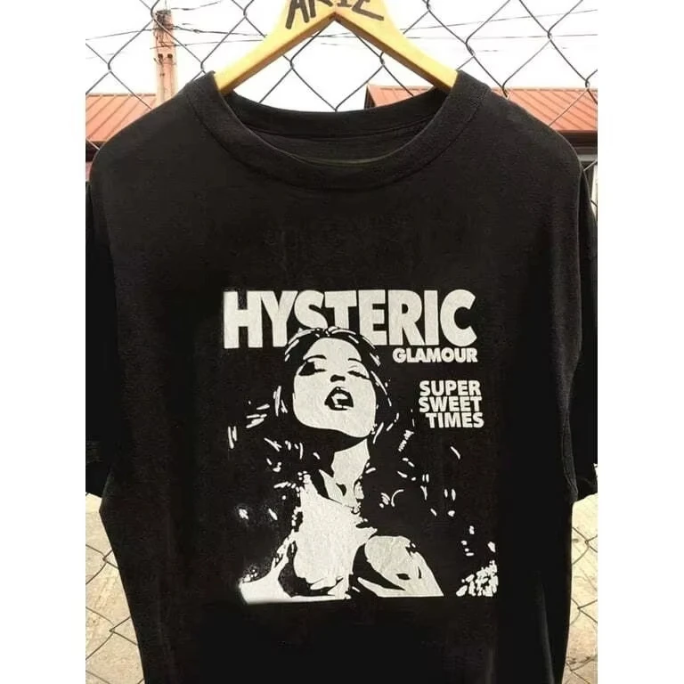 2026 New Unisex Retro Fashion T‑Shirt Hysteric Glamour Times Vintage Pin‑up Lady Art Distressed Washed Front Casual Street Tee