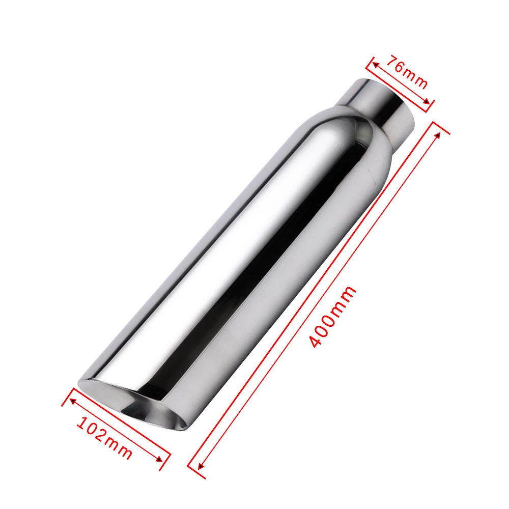 Stainless steel car exhaust tip interface 76mm slant oval double wall outlet 102mm auto muffler tail pipe car accessories