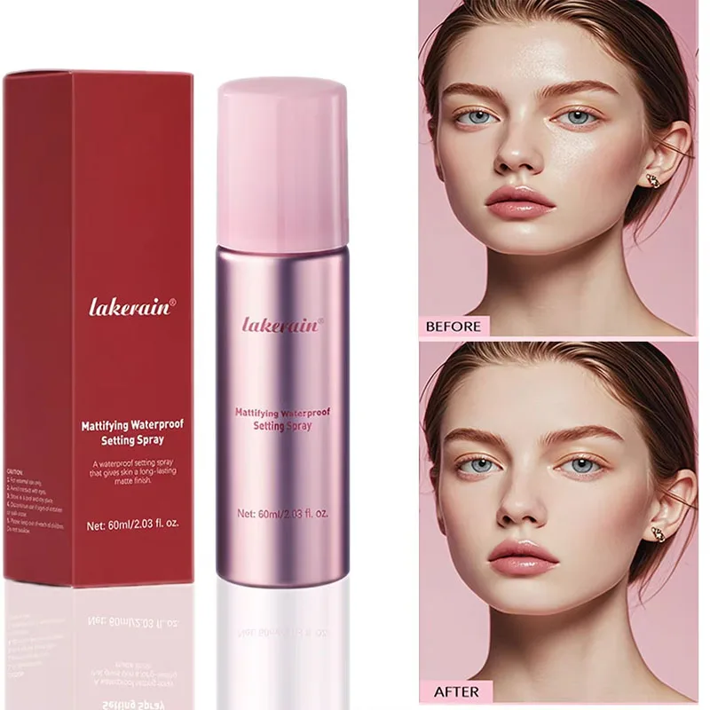 Matte Finish Setting Spray Waterproof Long Lasting Oil Control Pore Tightening Face Mist for All Day Fresh Makeup Hold 60ml