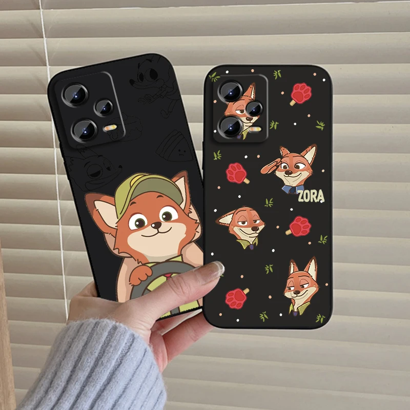 

Disney Zootopia Nick Judy Cute For Xiaomi Redmi Note 13 12R 12 12S Turbo 11 11T 11S 10 10S Pro Plus 5G Black Soft Phone Case
