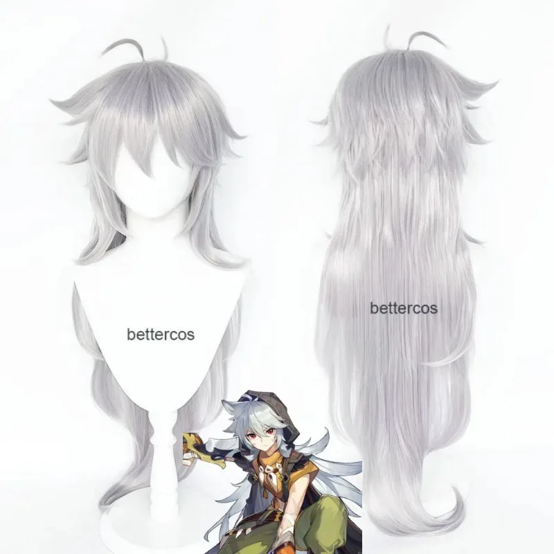 Wig ss23Impact RAZOR Wig Cosplay Halloween LeiZe Warna Abu-abu Perak Panjang