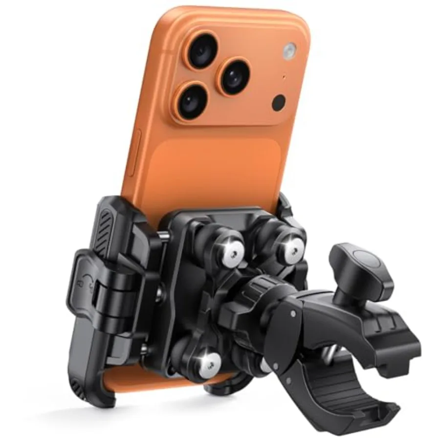 Motorcycle Bike Phone Mount - [Upgrade Vibration Dampener] [Camera Friendly] Bike Phone Holder Handlebar Clamp, Bicycle Cell Ph