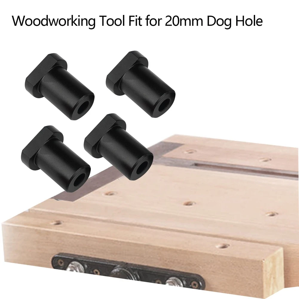 4Pcs Aluminum Alloy Bench Dog Clamp for T-Track Woodworking Workbench Positioning Planer Plug Fits 20mm Dog Hole (Black)