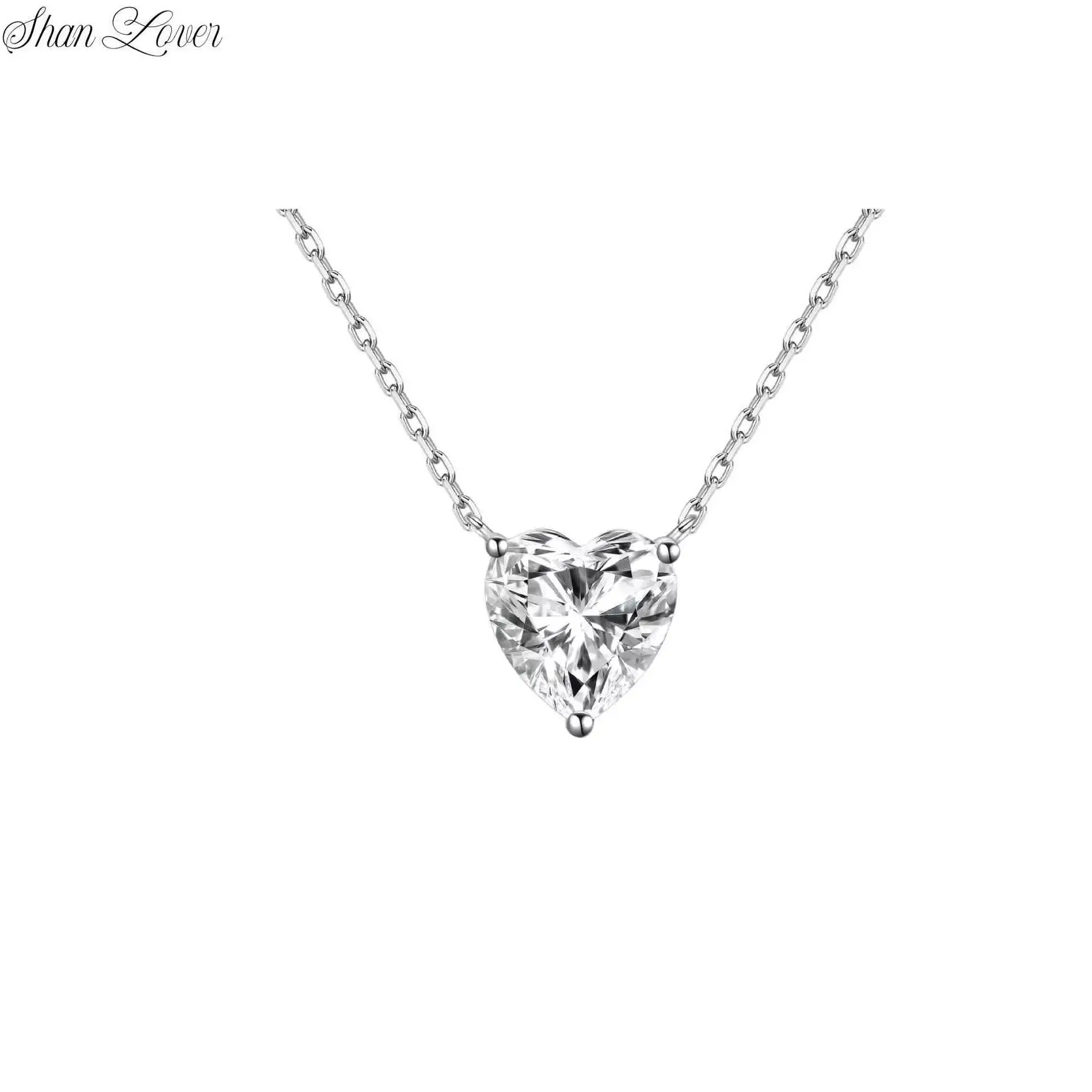 

ShanLover Luxury Designer Brand Real S925 925 Pure Silver Classic Style Heart Pendants Necklace Women High-End Quality Accessory