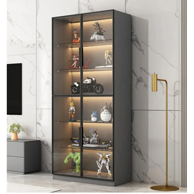 custom.Luxury Modern Home Furniture Glass Door Decorative Bookshelf Wood Storage Dining Kitchen Cabinet 5 Layers Living Room Cab