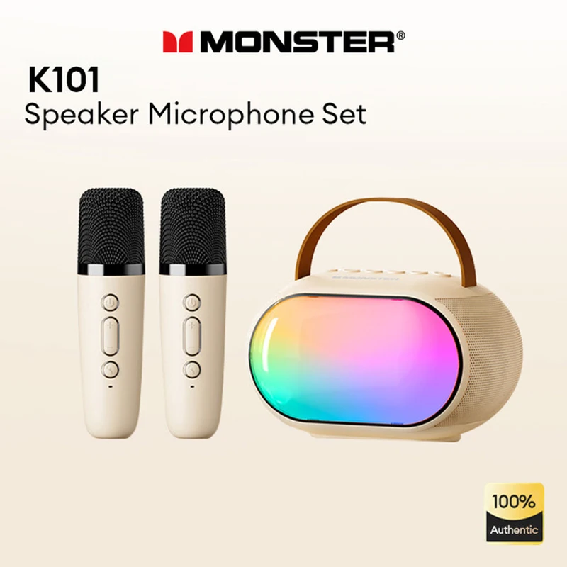 Monster K101 True Wireless Bluetooth V5.3 Music Low Lantecy Noise Reduction Clear Voice KTV Long Standby Gaming Speaker