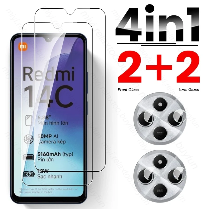 

Закаленное стекло 4 в 1 для Xiaomi Redmi 14C 4G, Защитное стекло для камеры Redmi14C 14 C C14 4G 2409BRN2CL 6,88 дюйма
