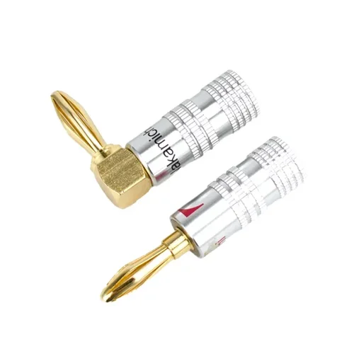 Imagen 2 del producto 20 piezas/10 pares de conectores Banana de tuerca de 4MM conector chapado en oro de 24K con bloqueo de tornillo para enchufes de altavoz Jack de Audio negro y rojo
