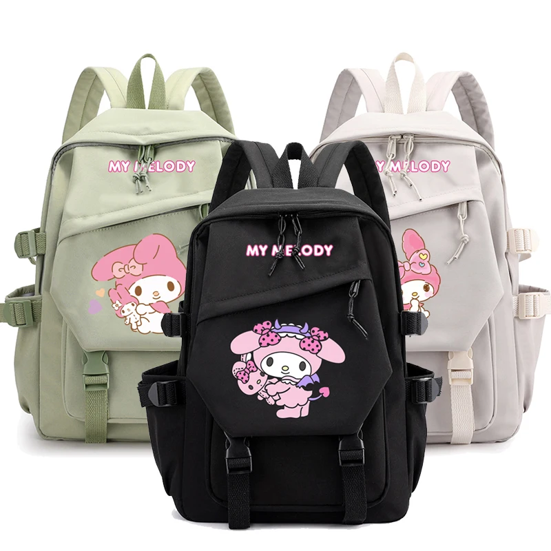 

My Melody Backpack Sanrio Plush Toy Children Girl Boy Black Blue Schoolbag Kawaii Student School Bag Laptops Rucksack Large Gift