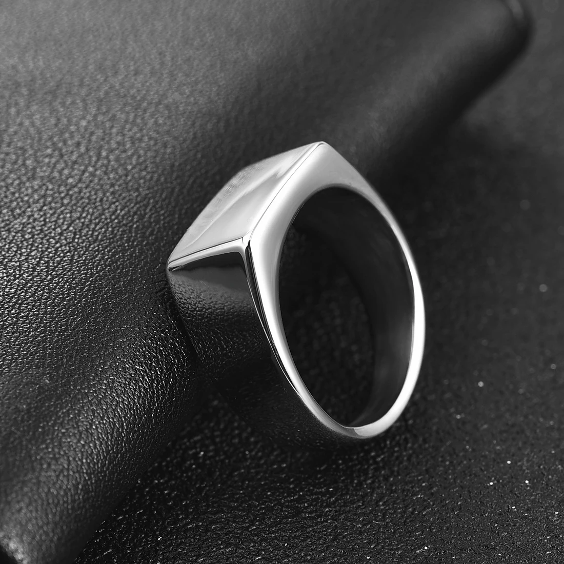 Fashion Men\'s Stainless Steel Rings Smooth Black Width Signet Square infinity Finge Ring Hiphop Male Wedding Party Jewelry Gift