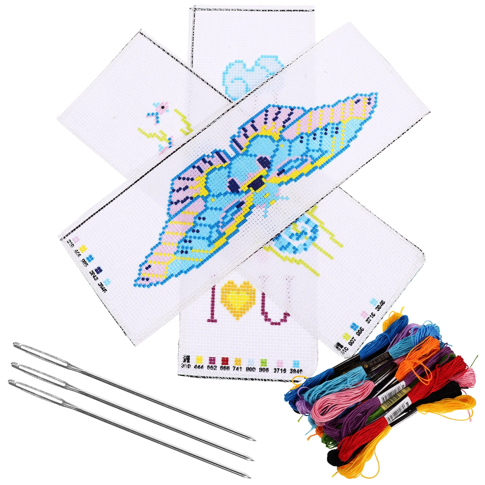 

3Sets DIY Bookmark Embroidery Material Kit Polyester Cross Stitch Sewing Supplies Embroidery Kit for Beginners Creative Craft