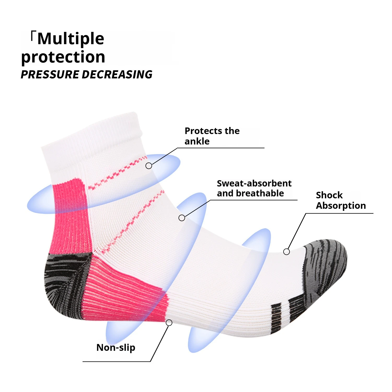 2 Pairs of Socks in Random Colors, Outdoor Sports Cycling Socks for Men and Women, High Elasticity, Non-Slip, Essential Sports Socks, Running Elastic Compression Socks, Plantar Compression, Great Gift Item