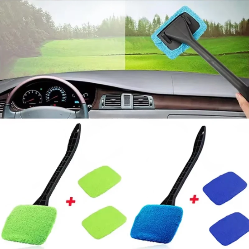 

Car Window Cleaner Brush Kit Windshield Cleaning Wash Tools Inside Interior Auto Glass Wiper with Long Handle Car Accessories