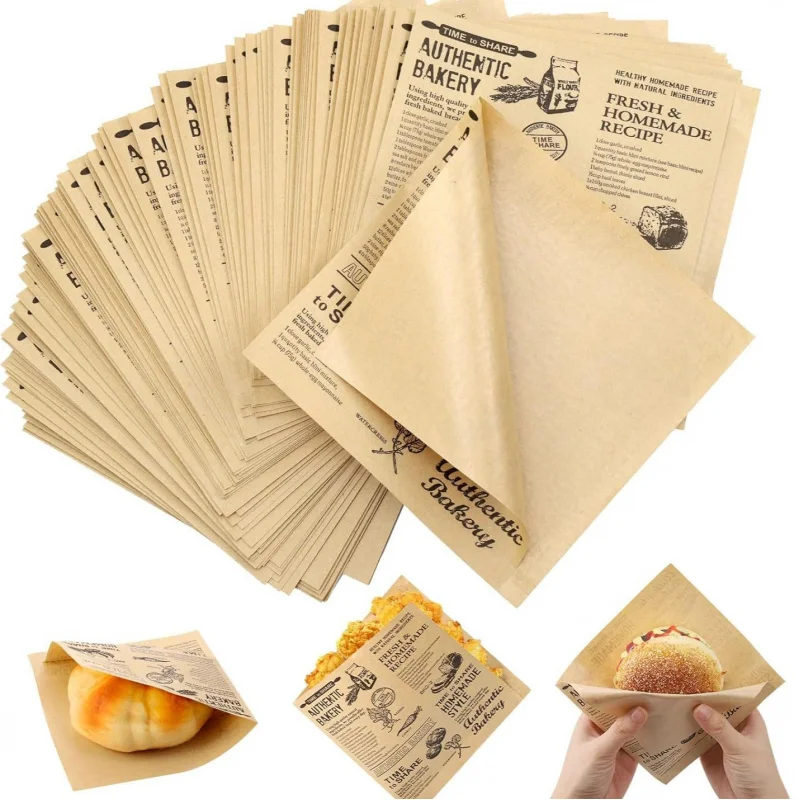 

【200 шт. оберточная бумага для гамбургеров】Жаслонепроницаемые листы-лайнеры для гамбургеров, сэндвичей, тостов — одноразовая упаковка для пищевых продуктов