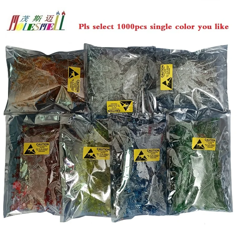 

1000pcs multicolor 2mm flat top led diffused Red Yellow Blue Green White Orange diffused lens LED big/wide angle light diodes