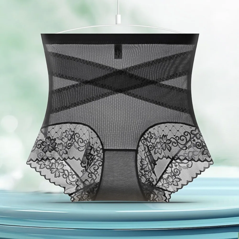 

High Waist Thin Lace Panties Shapewear Mulberry Silk Crotch Slimming Shapers Belly Contracting Seamless Butt Lifter Underpants
