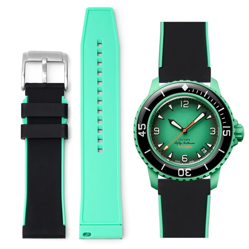 Correa de bloqueo de color de 22mm adecuada para Baobo Swatch, cadena de reloj de liberación rápida de silicona de doble color del Océano Sur