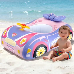 Asiento de natación de coche para niños, anillo flotante inflable para niños, flotador para barco de natación de verano, juguete de agua de baño circular con dosel