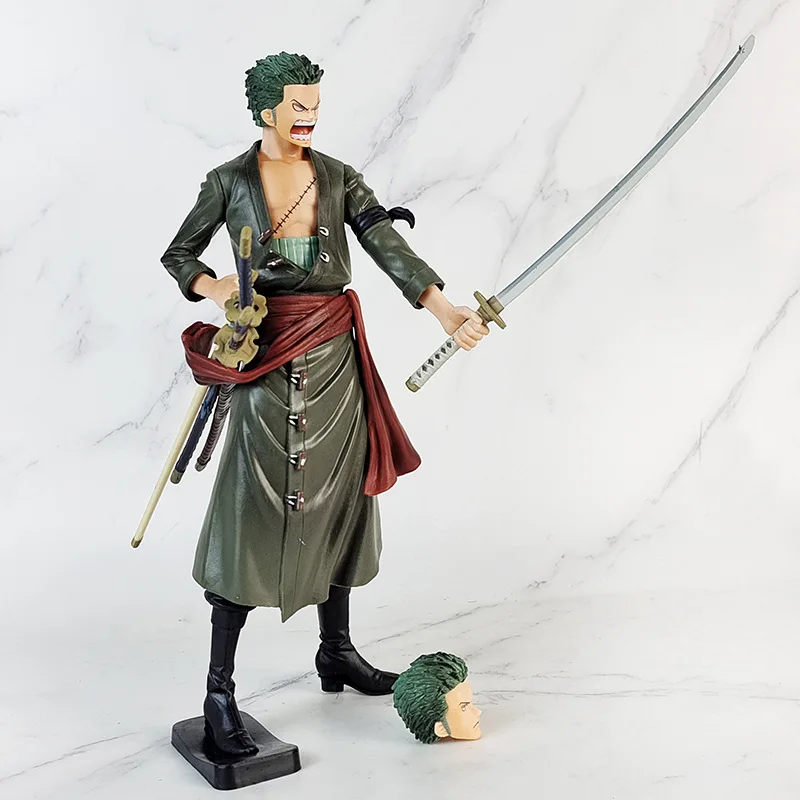 Anime One Piece Grandista Roronoa Zoro Figure 2 Headed Eagle Interchangeable Head Model Sword Showdown Sanji Dessert Toy Doll