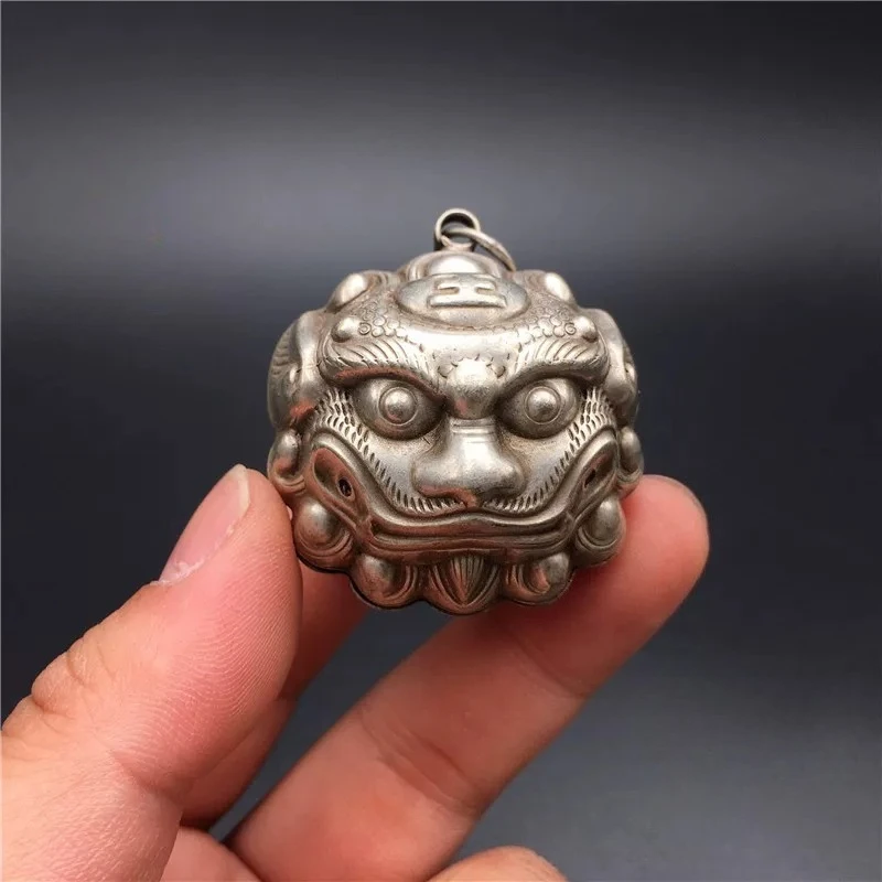Accessories White  Tiger Head Big Bell Pendant Copper Bell Small Goods  Lion Head  Sculpture  Bell