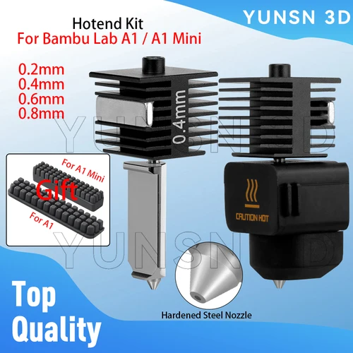 Kit Hotend de velocidad rápida para Bambulab A1 0,2/0,4/0,6/0,8mm boquilla de acero endurecido conjunto de extremo caliente para Bambu Lab A1 Mini impresora 3D