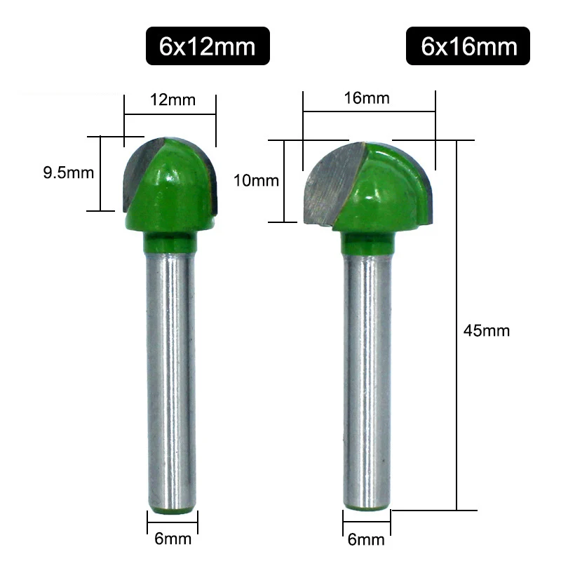 1 pz 6MM codolo fresa intaglio del legno sfera naso fresa rotonda naso Cove fresatura Router Bit raggio nucleo scatola in metallo duro integrale