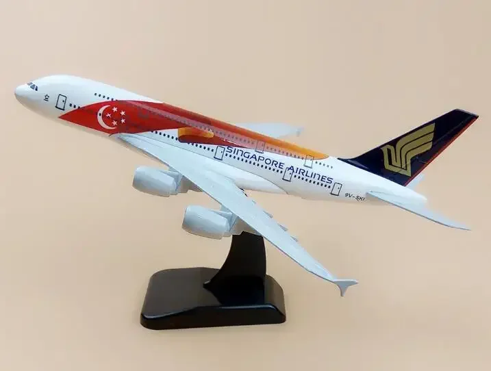 

20 см металлическая модель самолета Air Singapore Airlines Airbus 380 A380 Модель самолета Airways с подставкой