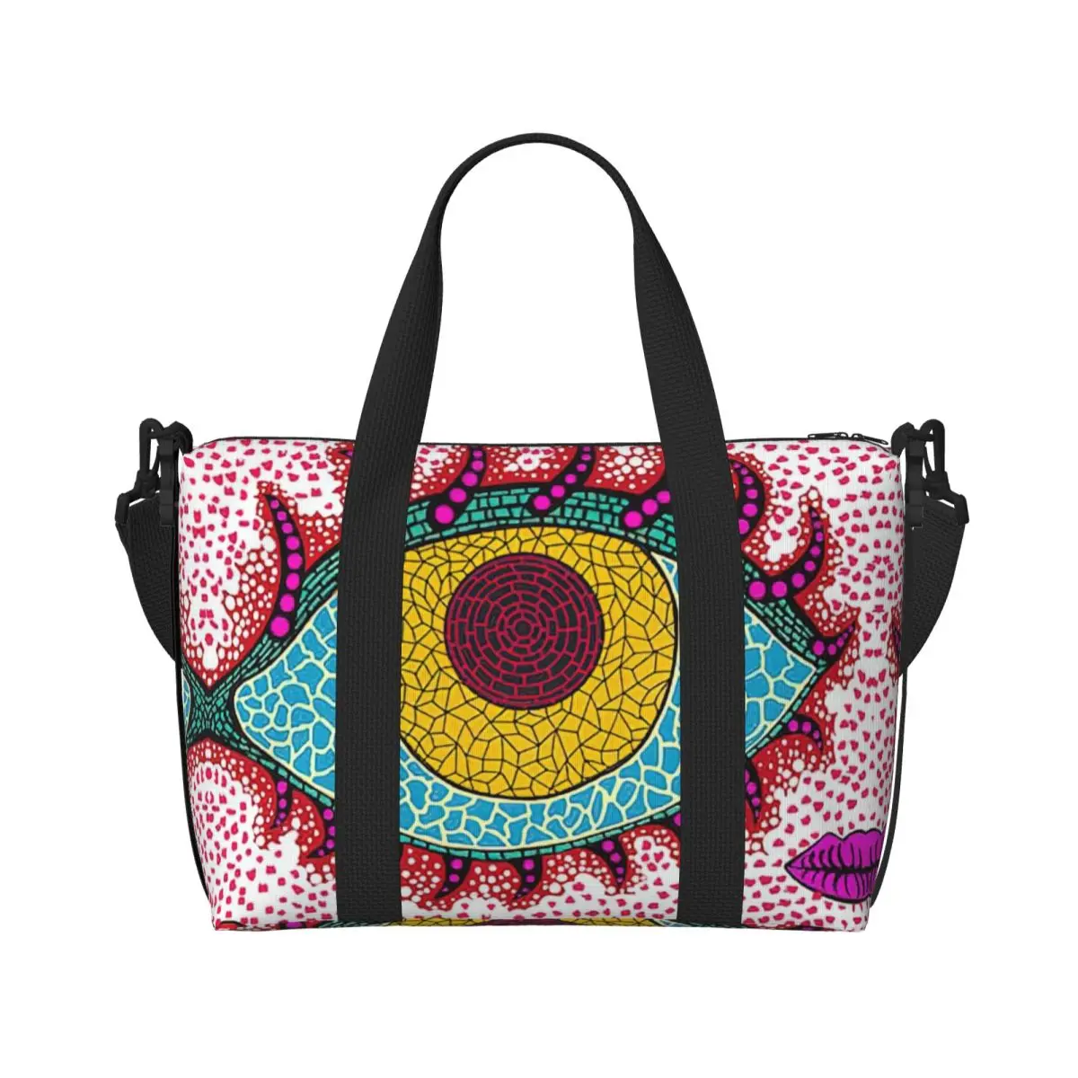 Custom Yayoi Kusama Tote Bag for Women Large Capacity Abstract Aesthetic Art Gym Beach Travel Bags