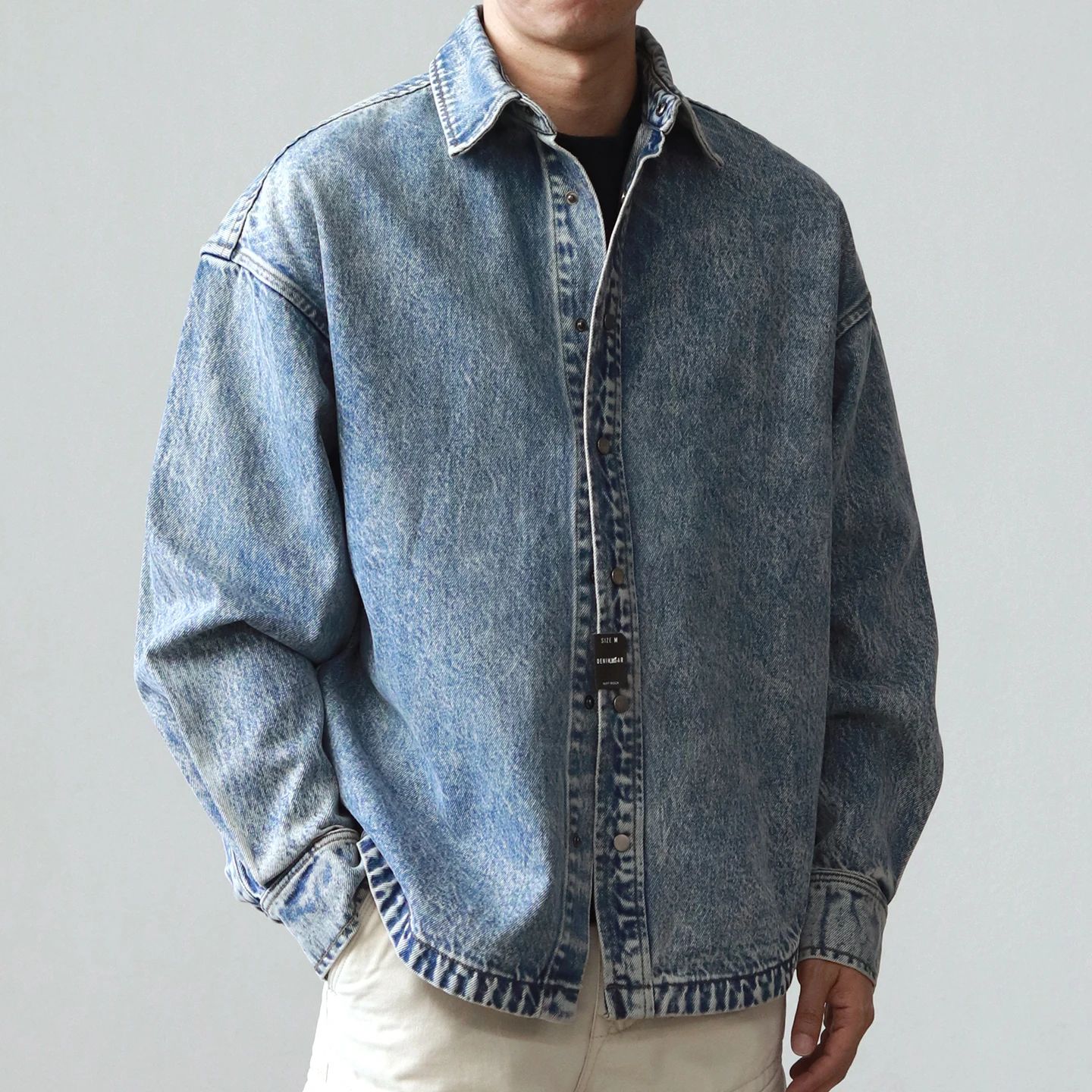 

Тяжелая утолщенная американская ретро-рубашка из чистого хлопка, свободная повседневная джинсовая куртка-рубашка с длинными рукавами для мужчин