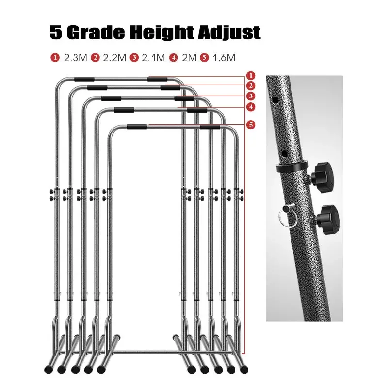 Width 70cm Base Indoor Horizontal Bar, Capacity 150KG Pull Up Bar with Thicken Steel Pipe, 5 Grade Adjust Fitness Chin Up