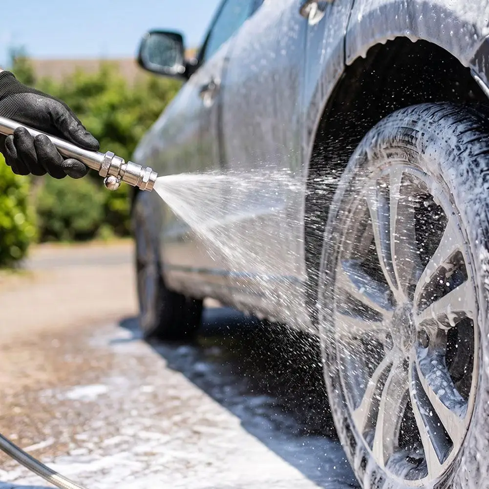 High Pressure Car Wash Gun With 1/4 Quick Plug Universal Stainless Steel Spray Lance With Swivel Joint Car Cleaning Accessory
